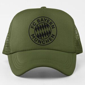 NEW FC Bayern Munich Foam Trucker Mesh Snapback Hat OLIVE ARMY GREEN